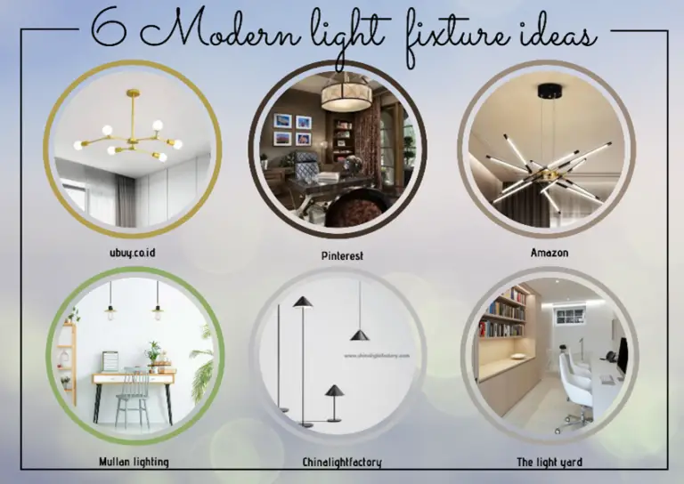 6 modern light fixture ideas graphic