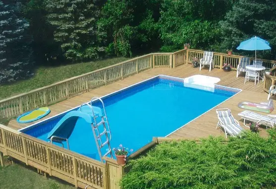 Above Ground Pool With Deck Ideas With Slide