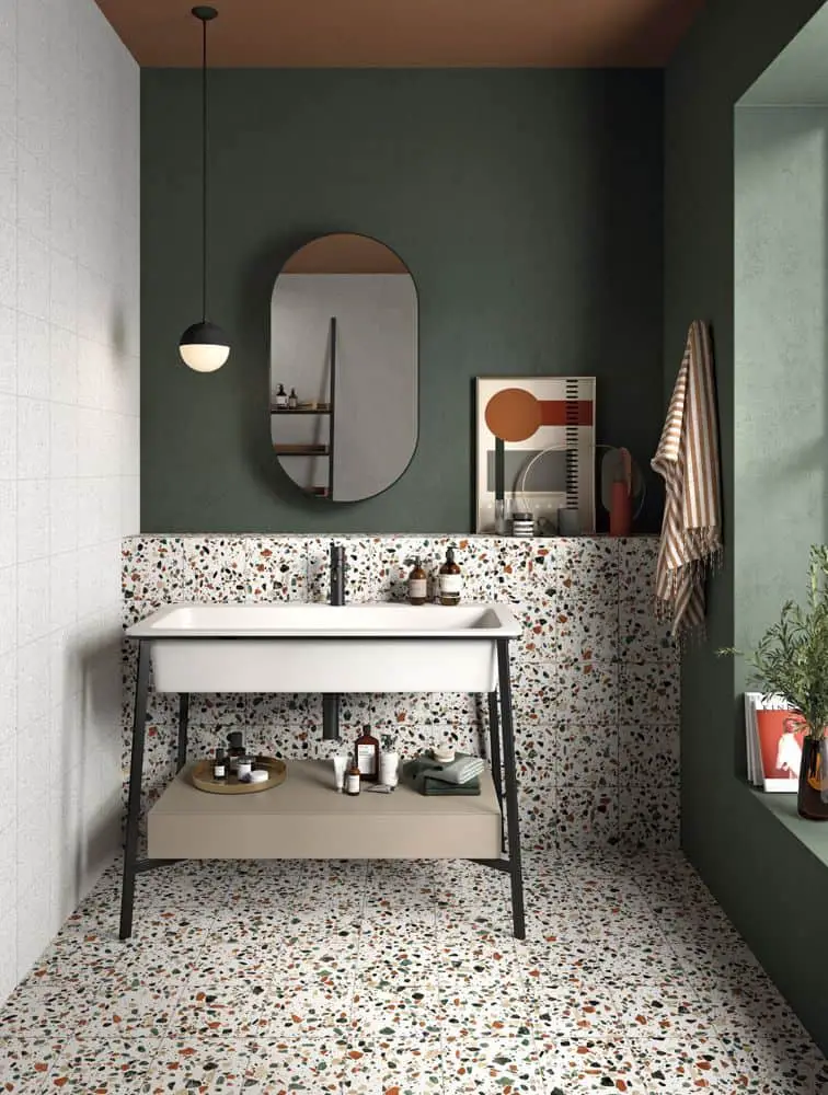 Abstract Tiles Mid Century Modern Bathroom