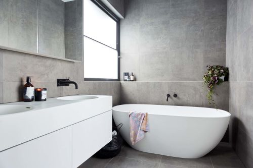 All Grey Industrial Style Bathroom