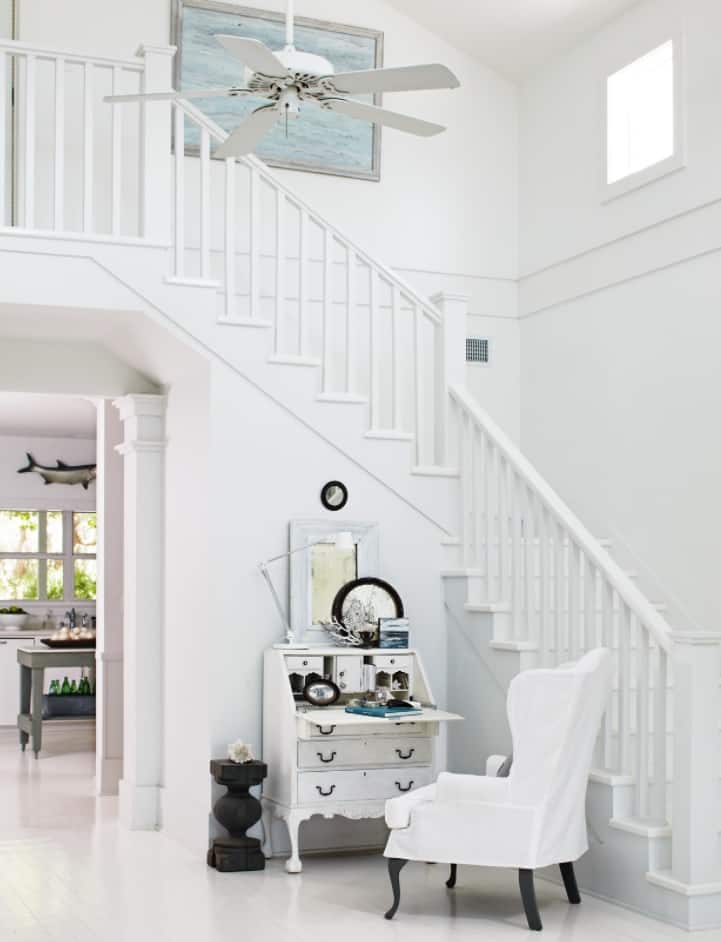 All White French Country Staircases