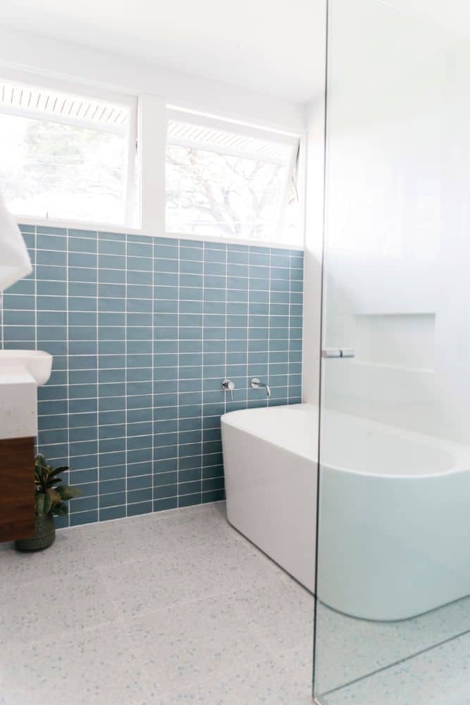 Aqua Tiles Mid Century Modern Bathroom