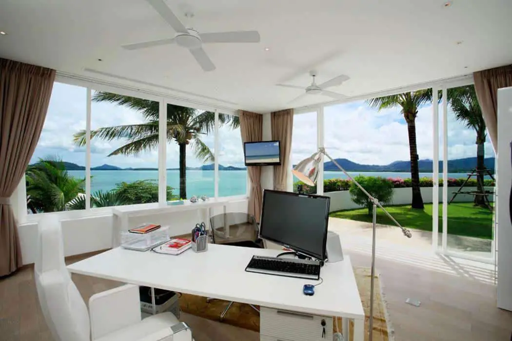 Beach View Tropical Home Office Decor Ideas