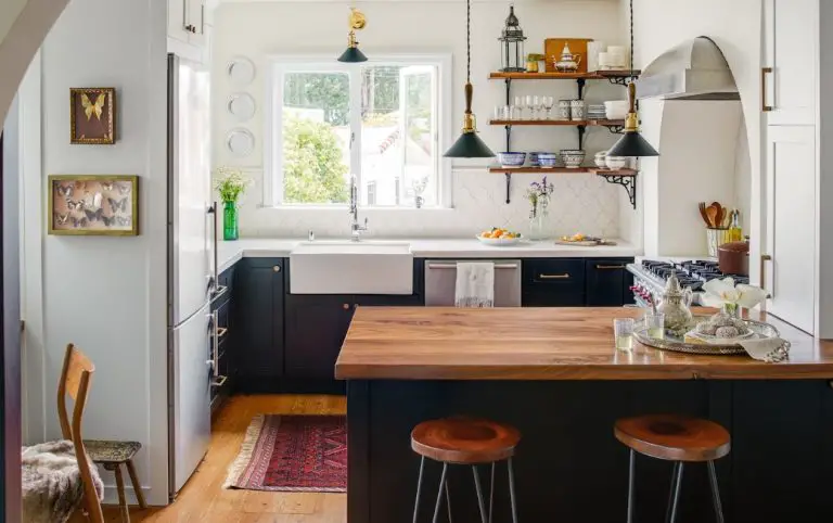 Black Kitchen Cabinet And Brass Knobs