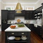 Black Kitchen Cabinet With Marble Countertops