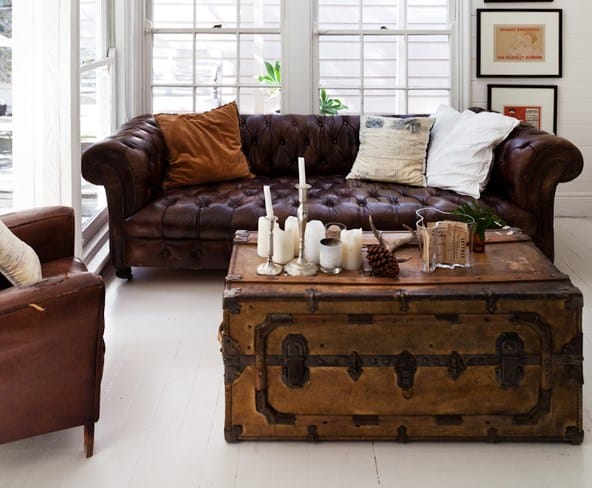 Brown Leather Bohemian Couches