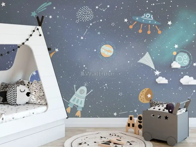 Cartoon Wallpaper Space Themed Bedroom