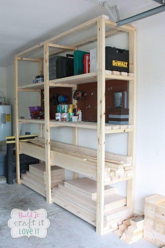 35 Brilliant Diy Garage Shelves Ideas, Homemade Wood Shelving Units