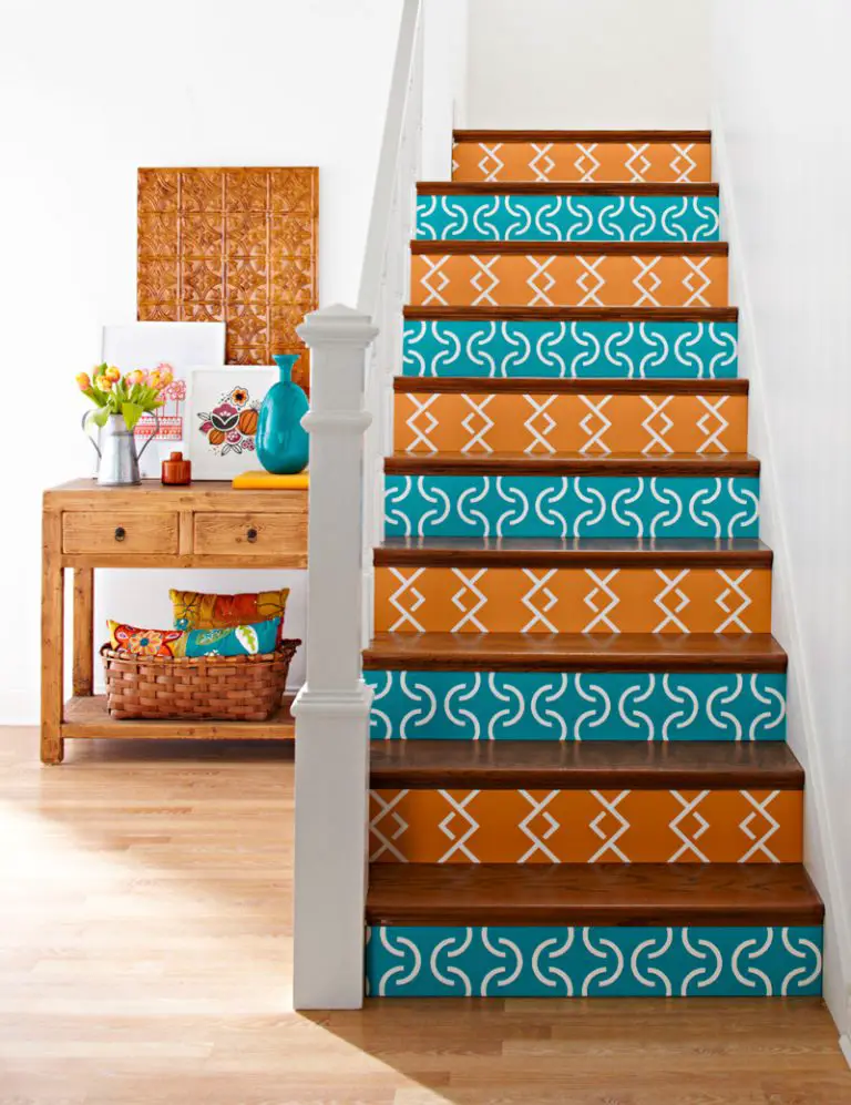 Painted Staircase Ideas - Fun Colored Staircase Pattern