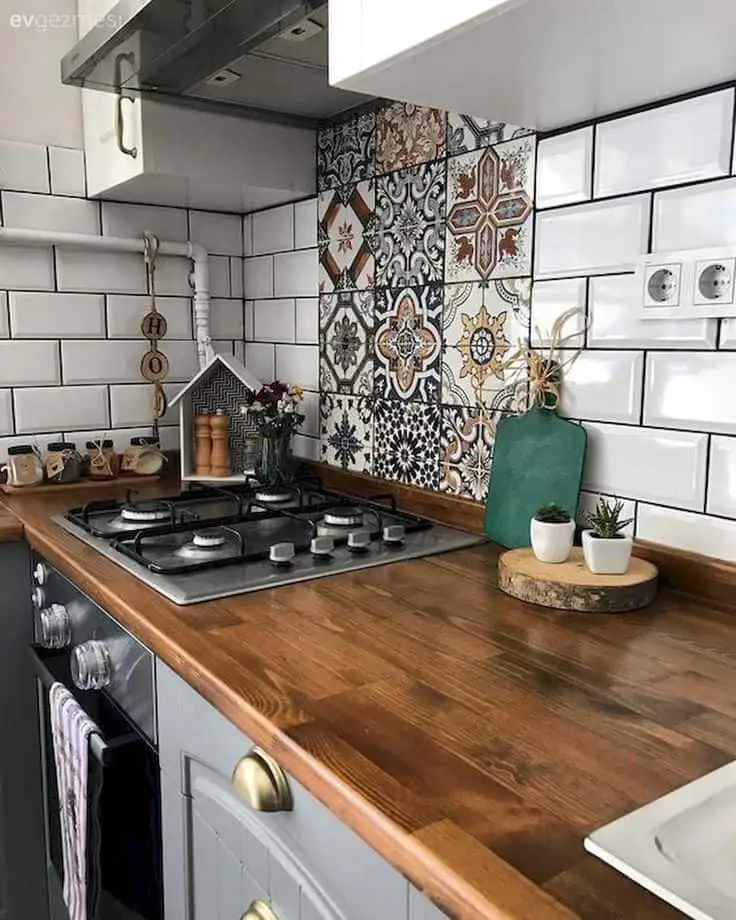 Combination Tiles Kitchen Backsplash Ideas
