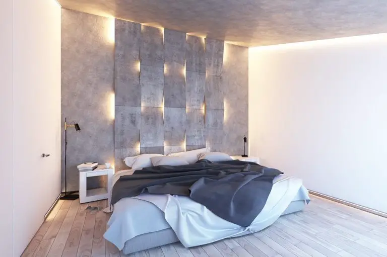 Concrete Headboard With Lights