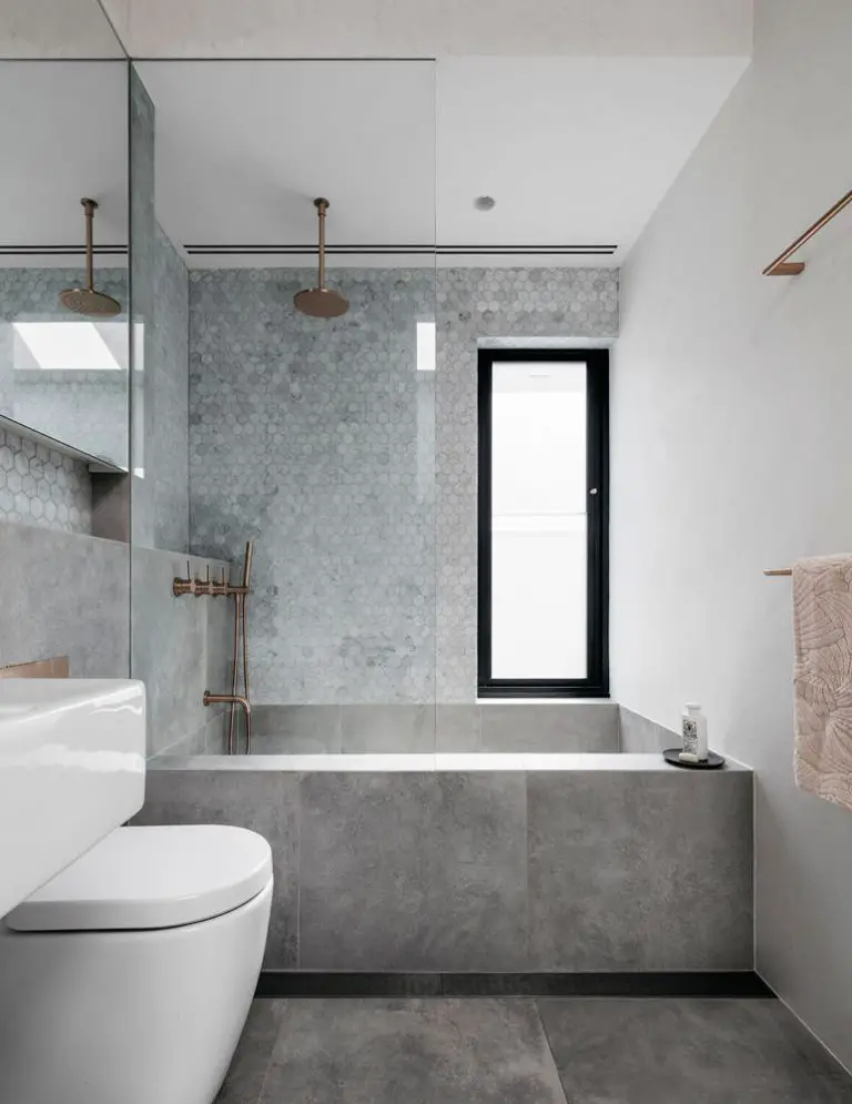 Concrete Honeycomb Tile Industrial Style Bathroom
