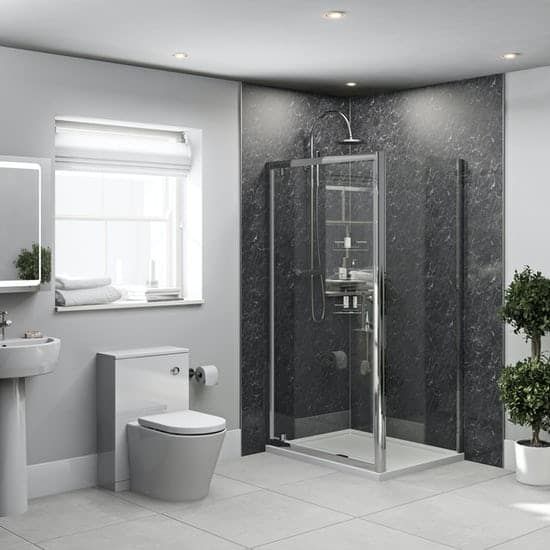DIY Black Marble Shower Wall Panels