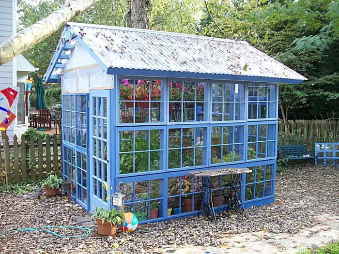 DIY Blue Window Greenhouse