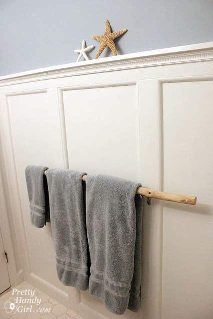 DIY Branch Towel Rack