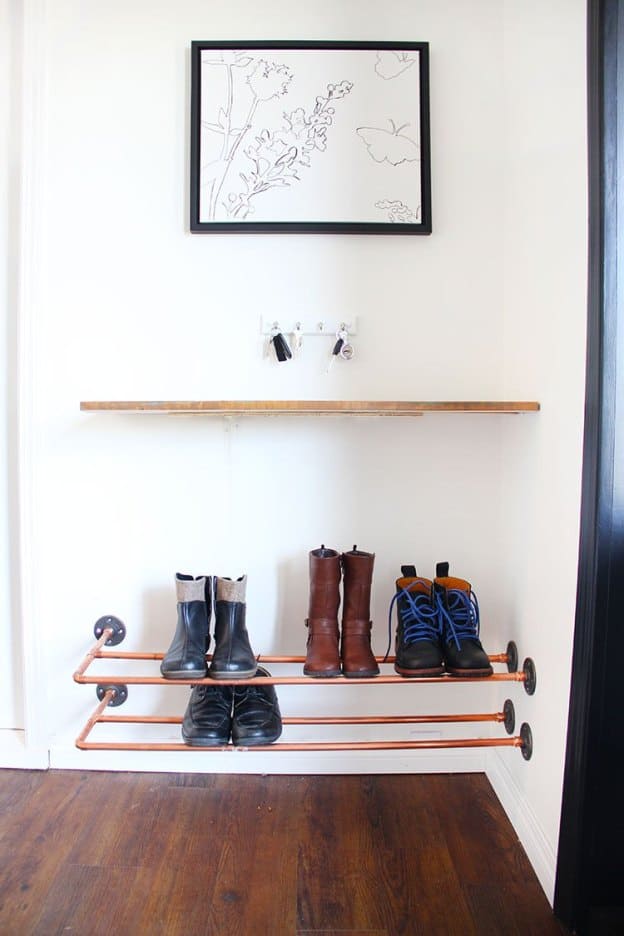 DIY Copper Pipe Shoe Rack