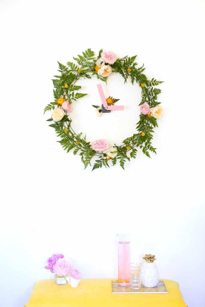 DIY Flower Wreath Wall Clock