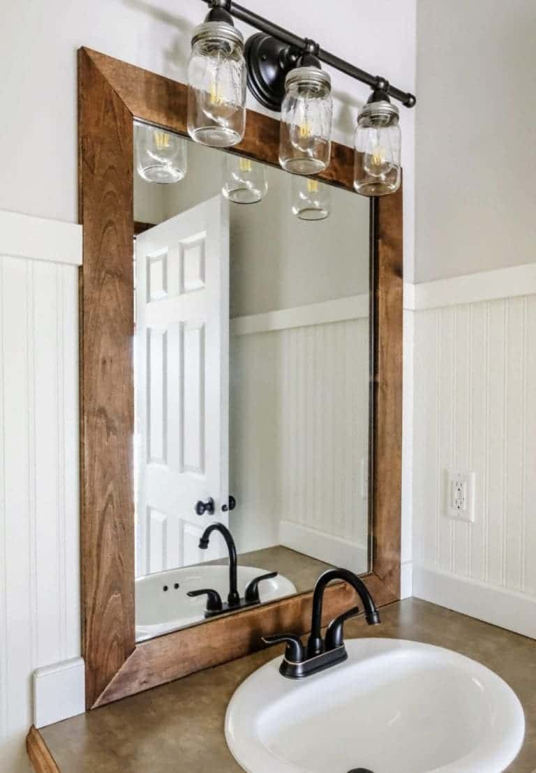 DIY Industrial Wood Framed Mirrors