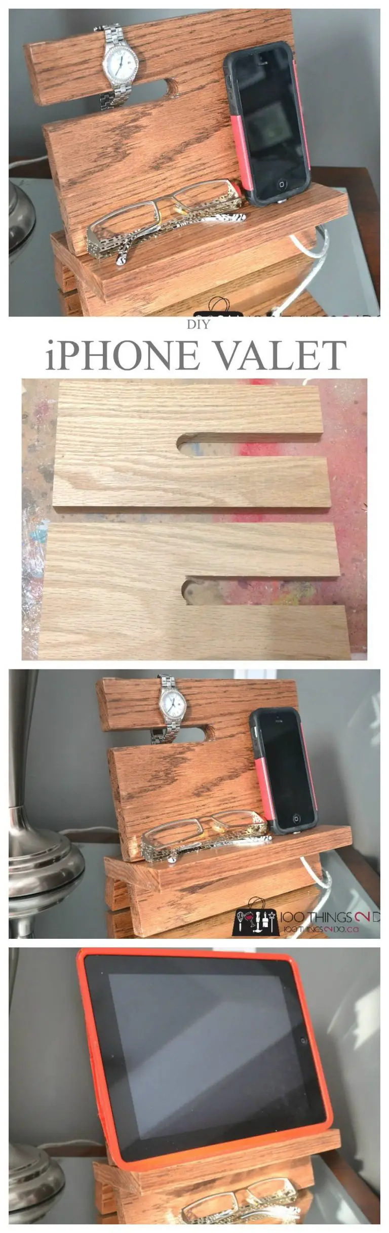 DIY Oak Wood iPhone Stand