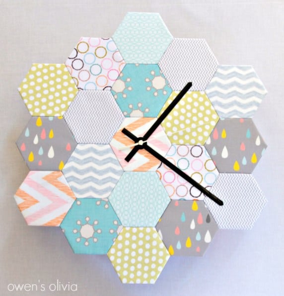 DIY Patterned Hexagonal Wall Clock