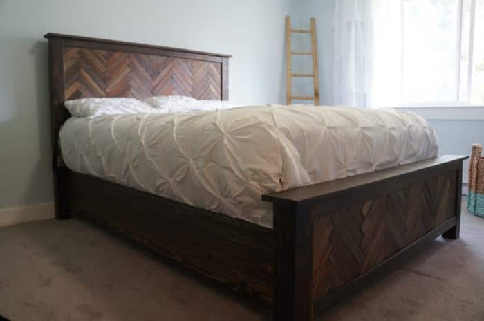 DIY Queen Herringbone Bed Frame