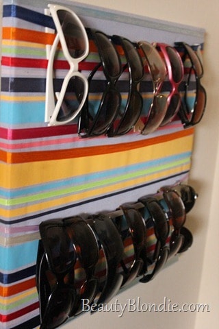 DIY Ribbon Sunglass Organizer