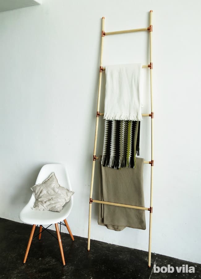 DIY Wood Ladder Towel Rack