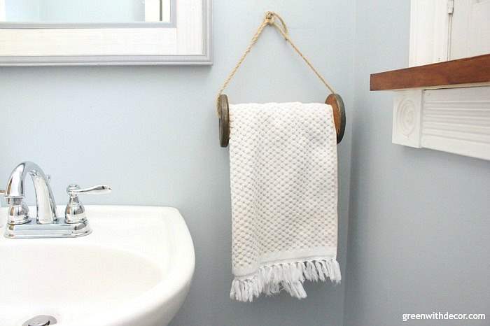 DIY Wooden Spool Towel Rack