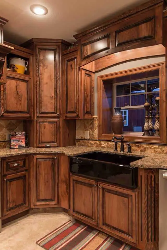 Dark Wood Rustic Kitchen Cabinet