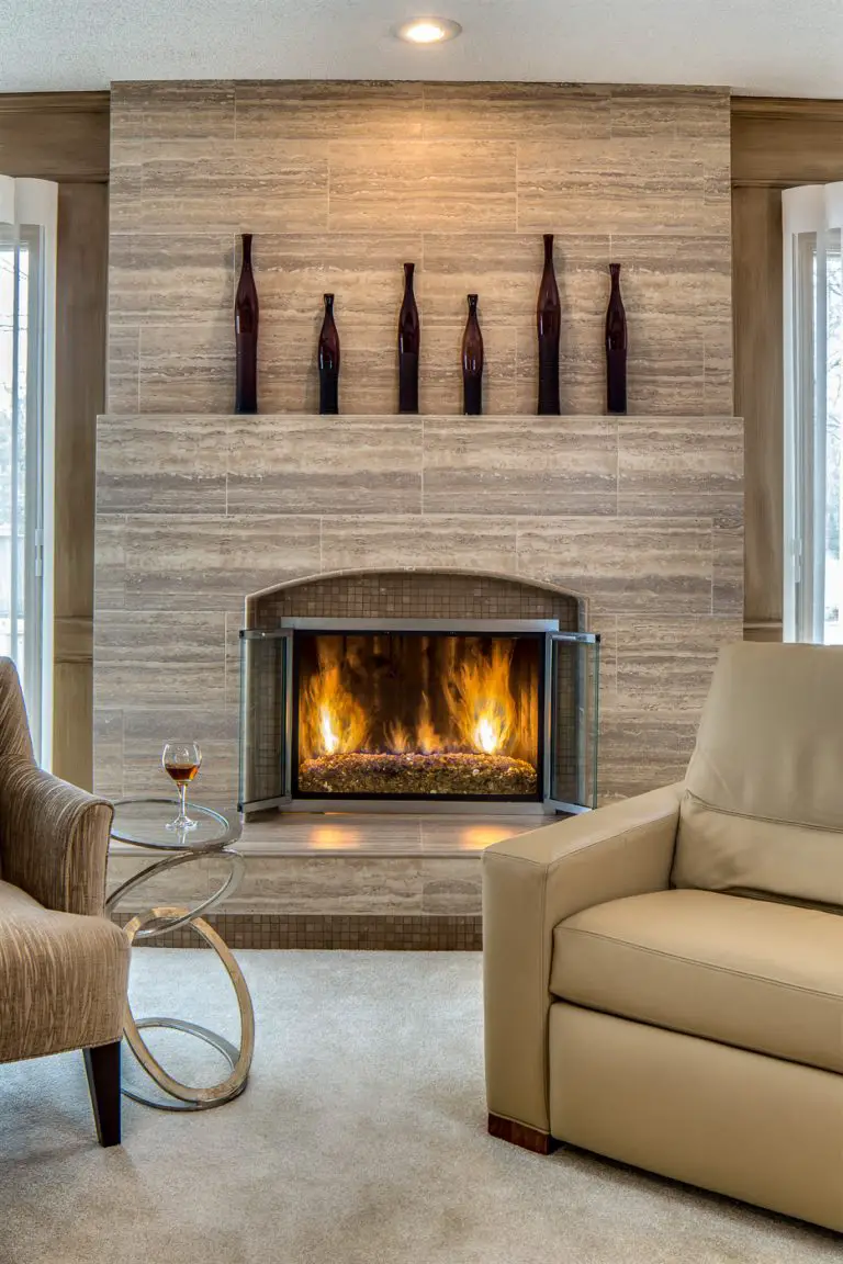 Elegant Granite Tiles for Elegant Fireplace