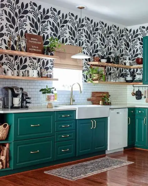 Emerald Green Kitchen Cabinet