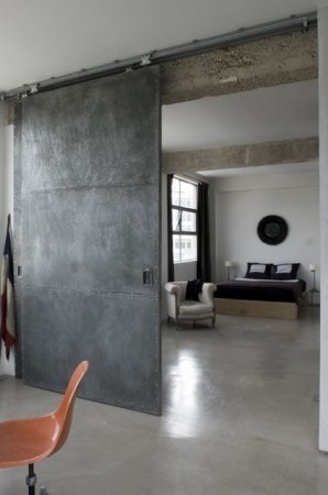 Exposed Concrete Industrial Bedroom