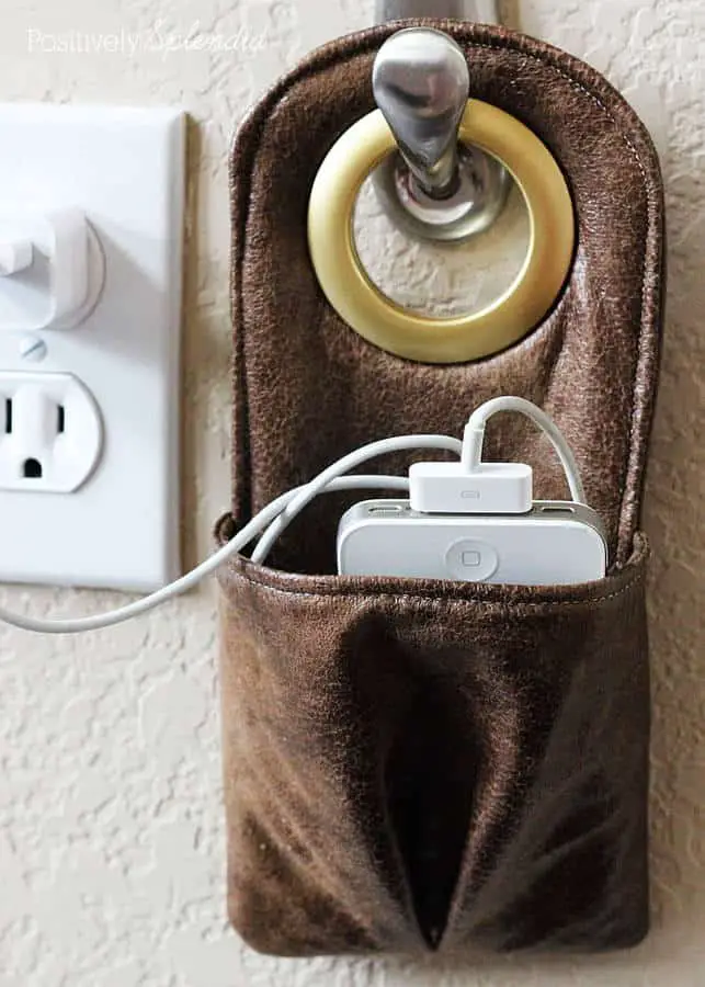 DIY Faux Leather Hanging Phone Charger