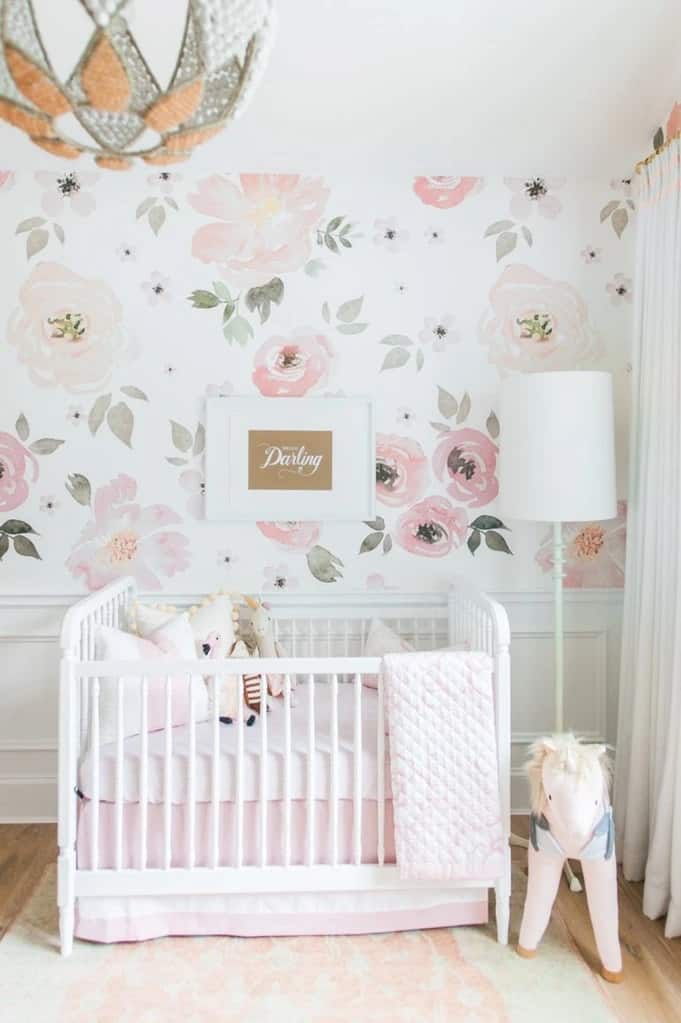 Floral Wall Baby Girl Nursery Ideas
