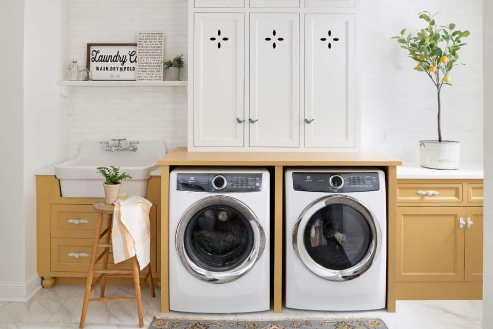 Golden Touch on White Laundry Room Paint Colors