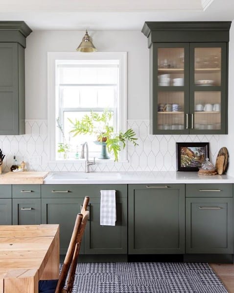 Grey Green Kitchen Cabinet