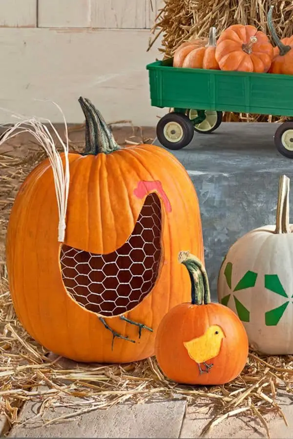 Hen And Chicken Carving Pumpkin Ideas
