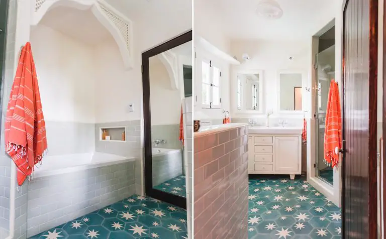 Modern Bathroom with Stary Blue Tiles