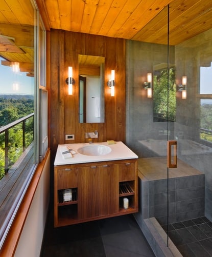 Natural View Mid Century Modern Bathroom