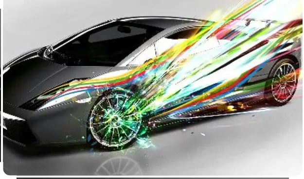  Car Wrapping Design: Rainbow fire