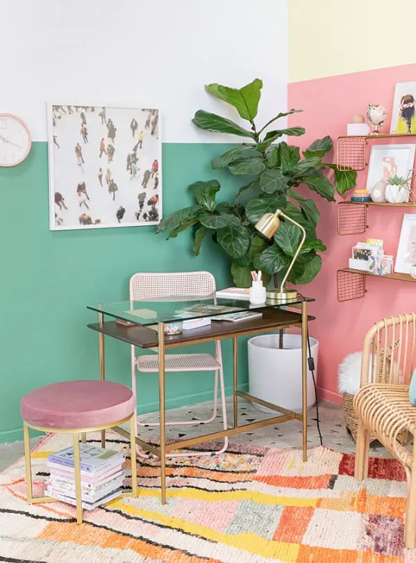 Pastel Shade Tropical Home Office Decor Ideas