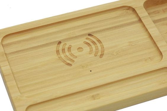 Bamboo Rolling Tray With Charging Port