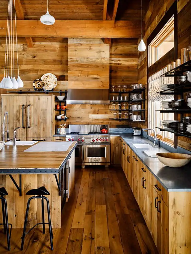 Raw Wood Rustic Kitchen Cabinet
