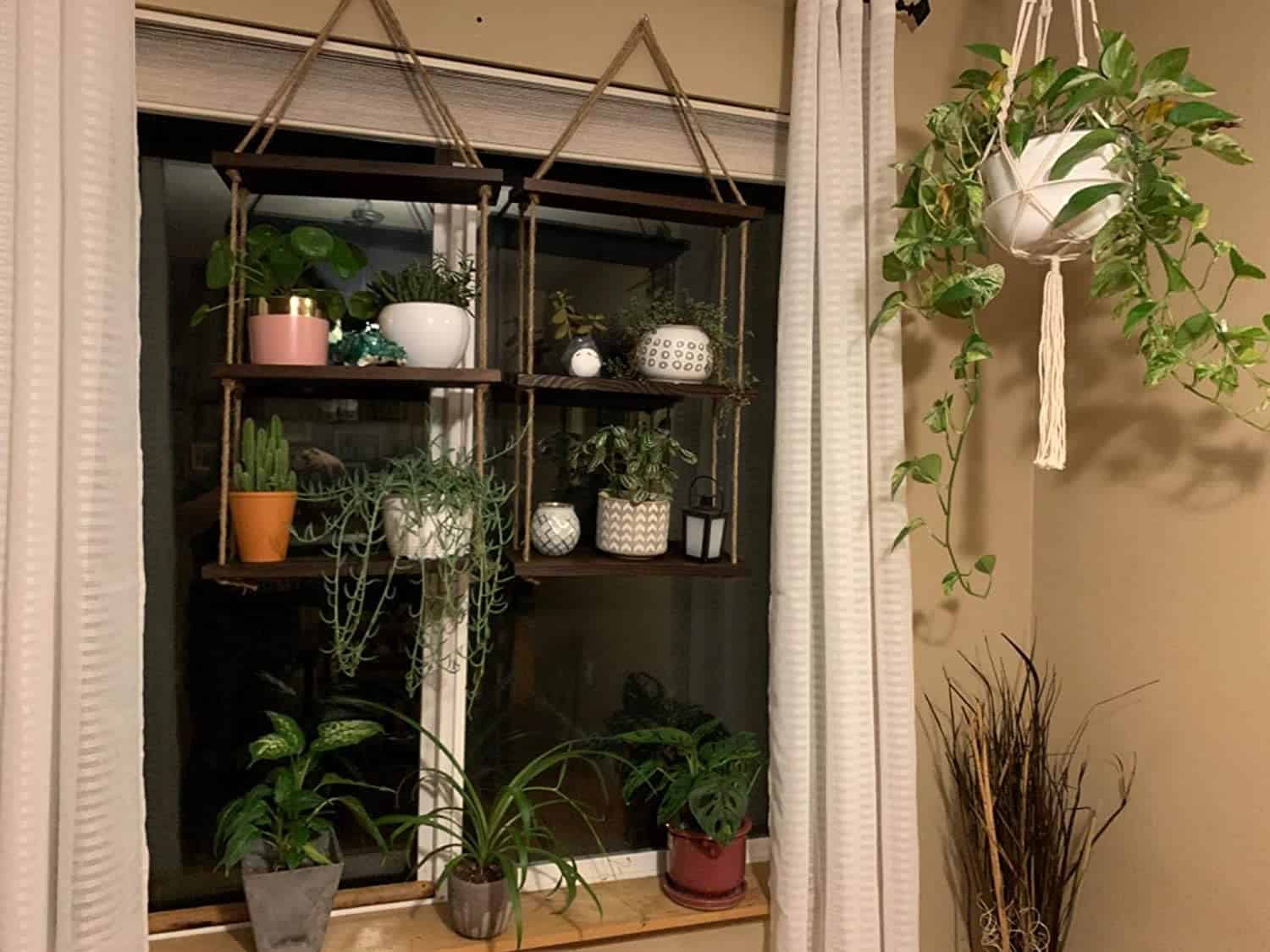 Rustic Window Plant Shelf 