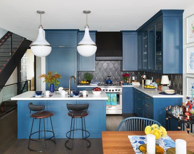 Scandinavian Blue Kitchen Cabinet