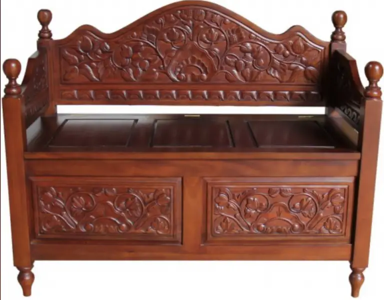 Carved Wooden Storage Benches