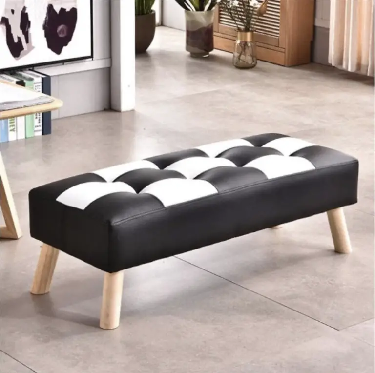 Stylish, Contemporary Leather Bench with Checked Pattern