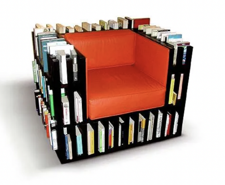 Seating with built-in bookcase