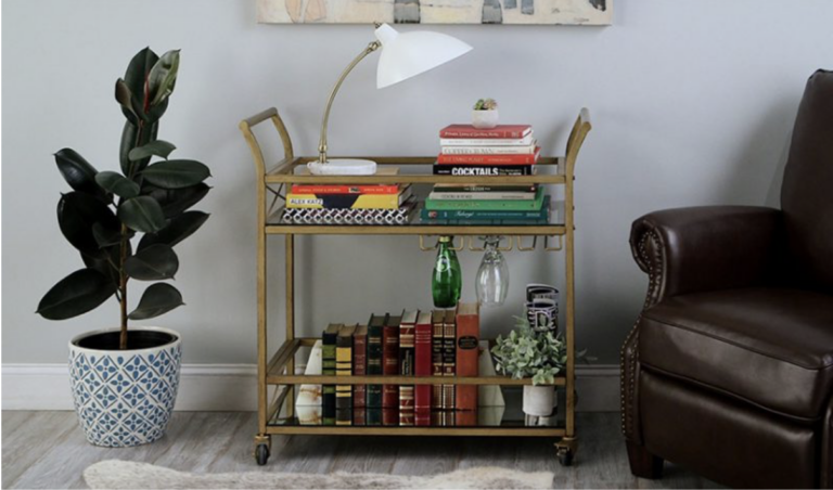 Combination bookcase and drink cart