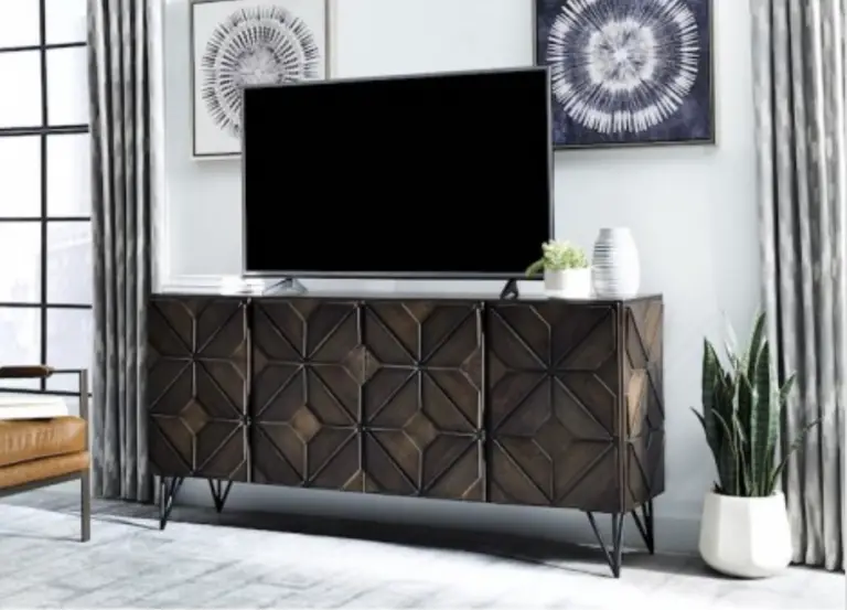 TV stand with geometric patterns